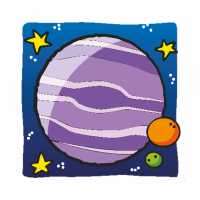 Cartoon Space Setting purple planet